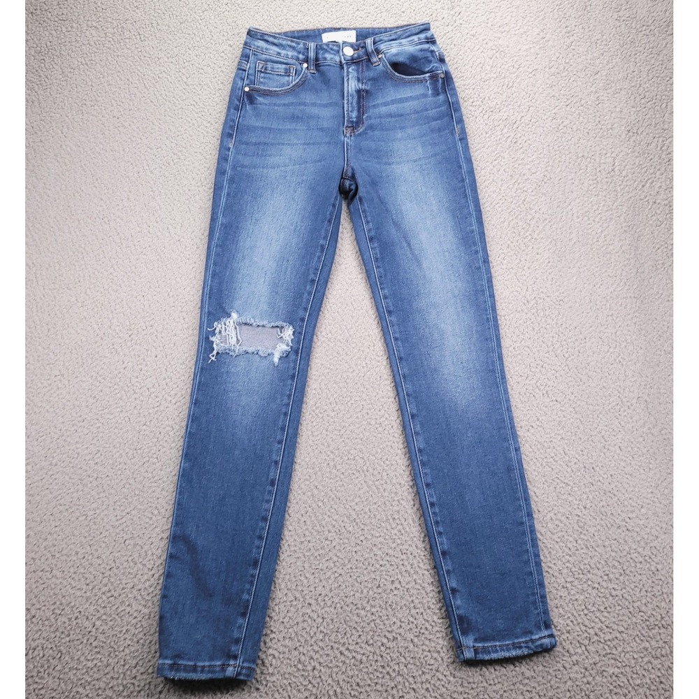 RISEN Skinny Jeans Womens 1/25 Blue‎ Distressed High Rise RDP5554